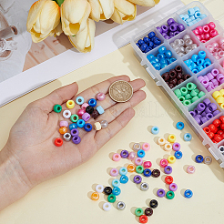 720 個 24 色のプラスチックパールビーズ  バレル  ミックスカラー  9x6mm  穴：3.8mm  30個/カラー&nbsp;KY-PA0001-11