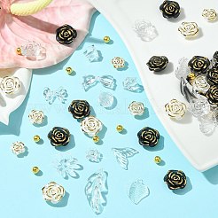 DIYジュエリー作りキット  不透明アクリルビーズとペンダント  混合形状  ブラック  6~23.5x6~20.5x4.5~7mm  穴：1.2~2mm  約20g /セット  20~25個/セット&nbsp;MACR-CJC0004-20C