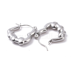 変色しない304ステンレススチール製ハートフープピアス（女性用）  ステンレス鋼色  20x18.5x3.5mm  ピン：0.8mm&nbsp;EJEW-G293-20P