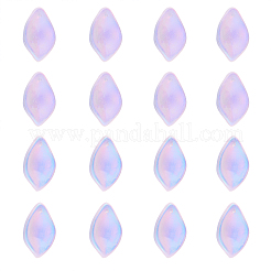 100個のガラスチャーム  ABカラーメッキ  花弁  ホワイト  19x13x4.5mm  穴：1mm&nbsp;GLAA-CJ0001-50