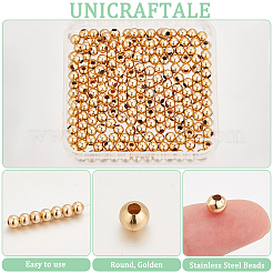 304ステンレススチールビーズ  ラウンド  ゴールドカラー  5x4.5mm  穴：1.8mm  200個/セット&nbsp;STAS-UN0060-66B