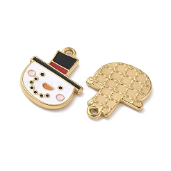 304ステンレススチールエナメルペンダント  クリスマステーマのチャーム  イオンプレーティング（ip）  18KGP本金メッキ  雪だるま  21x16.5x2mm  穴：1.6mm&nbsp;STAS-L300-012G-14