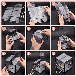 透明なペット用プラスチックギフトボックス  ポリエステルコード付き  正方形  ホワイト  完成品：12x12x12cm  約3個/セット&nbsp;OBOX-WH0016-05A