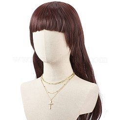 3個3スタイル304ステンレススチールクロスペンダントネックレスセット  女性のための真鍮のペーパー クリップ & サテライト & ケーブル チェーン ネックレス  ゴールドカラー  15.9~19.5インチ（40.5~49.5cm）  1個/スタイル&nbsp;NJEW-JN04004