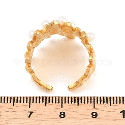 304ステンレススチールとABSプラスチックパールカフオープンリング  イオンプレーティング（ip）  ゴールドカラー  22.5mm  usサイズ9 3/4(19.5mm)&nbsp;RJEW-Z137-02G