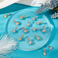 30個 3色ラックメッキ合金ヨーロピアンダングルチャーム  大穴ペンダント  カドミウムフリー＆ニッケルフリー＆鉛フリー  シェル形状  ミックスカラー  22mm  穴：5mm  10個/カラー&nbsp;MPDL-FH0001-04