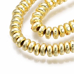 電気メッキ非磁性合成ヘマタイトビーズ連売り  ロンデル  黄金メッキ  4x2mm  穴：1mm  約180個/連  15.7インチ&nbsp;G-Q465-19G
