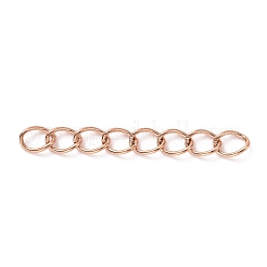 イオンプレーティング(IP) 304 ステンレススチールカーブチェーンエクステンダー  ローズゴールド  25mm  リンク：4x3x0.5mm&nbsp;STAS-WH0032-02B-RG