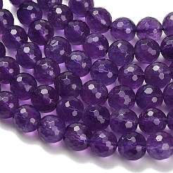 天然石アメジストビーズ連売り  ラウンド  多面カット  グレードのAA +  7.5~8.5mm  穴：0.8mm  約47~50個/連  14.88''~15.35''（37.8~39センチメートル）&nbsp;G-H329-D01-8mm-A