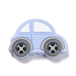 シリコーン焦点ビーズ  車  ライトスチールブルー  21.5x32x8mm  穴：2.5mm&nbsp;SIL-A002-06C