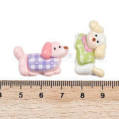 オペーク樹脂カボション  犬の毛皮を着たダックスフント  ミックスカラー  15~18x26~28x8.5~9mm&nbsp;FIND-Z077-05