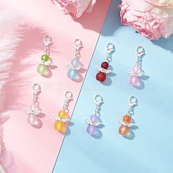 ガラス天使ペンダント装飾8個  合金製カニカン付き  ミックスカラー  33mm&nbsp;HJEW-JM03555
