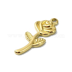 イオンプレーティング（IP）304ステンレスペンダント  18KGP本金メッキ  花  24x9x2mm  穴：1.8mm&nbsp;STAS-B058-17G-05