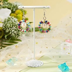DIYビーズジュエリーキット  ディスク/フラットラウンドハンドメイドポリマークレイビーズを含む  ヒシビーズ  混合スタイルガラスラウンドシードビーズ  ミックスカラー  4x1mm  穴：1mm  240グラム&nbsp;DIY-JQ0001-04-4mm