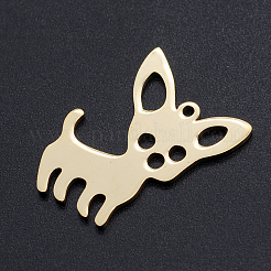ステンレスペンダント201個  犬  ゴールドカラー  25x20x1mm  穴：1.5mm&nbsp;STAS-N090-JN852-2