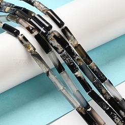 天然石瑪瑙ビーズ連売り  コラム  染め＆加熱  ミックスカラー  13~14x4mm  穴：1mm  約28個/連  15.12''（38.4センチメートル）&nbsp;G-E612-B13