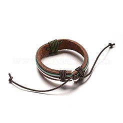 調整可能レザーコードブレスレット  ワックスコード付き  ミックスカラー  57mm  15x10mm&nbsp;BJEW-M169-14