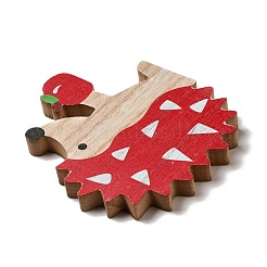 秋の片面プリントウッドカボション  ハリネズミ  103x118x12mm&nbsp;WOOD-I010-01E