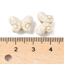 合成ハウライトビーズ  ジュエリー作りのための  フローラルホワイト  蝶  10x14x6mm  穴：1.8mm&nbsp;G-V001-001E