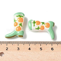 ペイントされたガラスビーズ、エナメルビーズ  オレンジ色のブーツ  ミディアムアクアマリン  24x17x8~8.5mm  穴：1.4mm&nbsp;X-BLOW-D300-01B