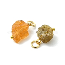 天然トルマリンのペンダント  304ステンレススチールの丸カン付きナゲットチャーム  ゴールドカラー  10~16x8~11x5~6mm  穴：3mm&nbsp;PALLOY-JF05842