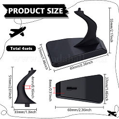 4袋入りプラスチック模型飛行機ディスプレイスタンド  模型飛行機ホルダー用卓上ディスプレイイーゼル  ブラック  完成品：6x3.7x5.5cm&nbsp;ODIS-FG0002-07
