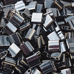 MIYUKIティラビーズ  日本製シードビーズ  2穴  （TL464)ライトガンメタル  5x5x1.9mm  穴：0.8mm  約590個/50g&nbsp;SEED-X0054-TL0464