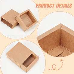 クラフト紙の折りたたみボックス  引き出しボックス  長方形  バリーウッド  8.3x8.3x3.2cm  20個/セット&nbsp;CON-BC0004-32A-A
