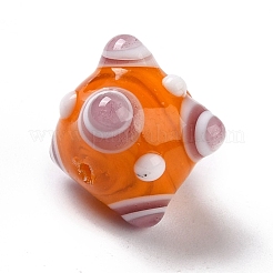 手作りランプワークビーズ  流星ハンマー  オレンジ  13x14.5x18mm  穴：1.8mm&nbsp;LAMP-F022-02B