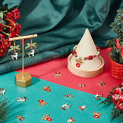 60個6スタイルアロイエナメルペンダント  クリスマスのために  クリスマスのトナカイ/クワガタ  ミックスカラー  17~23x12~18.5x1.5~3.5mm  穴：1.5~2.5mm  10個/スタイル&nbsp;ENAM-SC0005-23