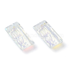 エンボスガラスラインストーンペンダント  長方形  多面カット  クリスタルAB  14x7x4.2mm  穴：1.5mm&nbsp;GLAA-J101-07A-001AB