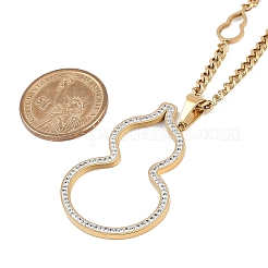イオンプレーティング(IP) 304 ステンレス チェーン ネックレス  ダイヤモンドをあしらった粘土  18KGP本金メッキ  26.14インチ（66.4cm）&nbsp;NJEW-M078-11G