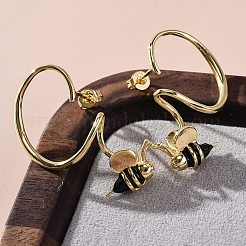 真鍮の蜂のスタッドピアス  エナメル  ゴールドカラー  32x21mm&nbsp;EJEW-C130-03G