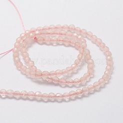 多面カットラウンド天然ローズクォーツビーズ連売り  4mm  穴：1mm  約97個/連  15.3インチ&nbsp;G-L437-12-4mm