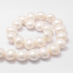 シェルパールビーズ連売り  グレードA  オーバル  フローラルホワイト  18x16x14~15mm  穴：1mm  約25個/連  16インチ&nbsp;BSHE-L028-01-16x18
