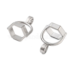変色しない304ステンレススチールビーズキャップベイル  六角  ステンレス鋼色  18x13x10mm  穴：5x3mm  インナーサイズ：8x9.5mm&nbsp;STAS-L082-016P