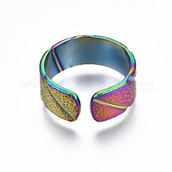 304ステンレススチール菱形カフリング  女性のためのレインボーカラーオープンリング  usサイズ9 3/4(19.5mm)&nbsp;RJEW-N038-076