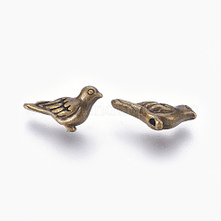 チベット風合金ビーズ  鳥  カドミウムフリー＆ニッケルフリー＆鉛フリー  アンティークブロンズ  7x14x4.5mm  穴：1mm&nbsp;X-TIBEP-GC186-AB-NR