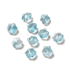 透明ガラスビーズ  クリスマススノーフレーク  アクア  11.5x10.5x7.5mm  穴：1mm&nbsp;X-GLAA-B007-01E