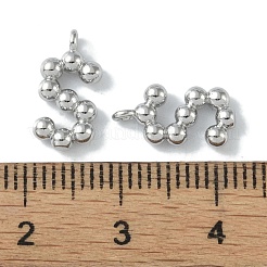 真鍮チャーム  カドミウムフリー＆ニッケルフリー＆鉛フリー  文字S  プラチナメッキ  13x6.5x2mm  穴：1.2mm&nbsp;KK-H482-05P