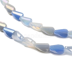 電気メッキガラスビーズセット  多面カット  ねじれた四角形  スチールブルー  7x4.5x3.5mm  穴：1mm  約28個/連  7.80''（19.8センチメートル）&nbsp;EGLA-P065-01A-05