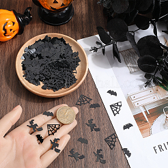 プラスチック製の紙吹雪  ハロウィンの装飾パーティーの好意のために  ブラック  8~17x14.5~24x0.4mm&nbsp;DIY-SC0026-83E