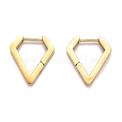 304ステンレススチール製ハギーフープピアス  ダイヤモンド形状  ゴールドカラー  17x15.5x3mm  ピン：1mm&nbsp;STAS-H156-17B-G