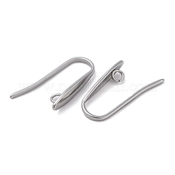 変色しない304ステンレススチールピアスフック  ステンレス鋼色  19.5x3.5mm  穴：1.8mm  ピン：1mm&nbsp;STAS-B065-05P