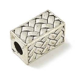 チベット風合金ヨーロピアンビーズ  カドミウムフリー＆鉛フリー  大穴ビーズ  アンティークシルバー  直方体の  12.5x12.5x23mm  穴：6.5mm  約50個/1000g&nbsp;FIND-U015-12AS-03