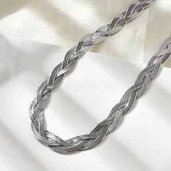 変色しない304ステンレススチール製インターロッキングトリプルヘリンボーンチェーンネックレス、男性用、女性用  ステンレス鋼色  14.57インチ（37cm）&nbsp;NJEW-H167-01P