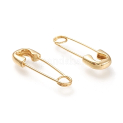 真鍮製ダングルピアス  安全ピン形状  ゴールドカラー  32x11x3.5mm  ピン：0.8mm&nbsp;KK-M207-03G