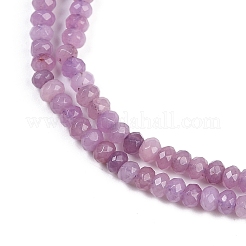 天然石ホワイトジェイドビーズ連売り  ファセットロンデル  染め  プラム  4~4.5x3mm  穴：1mm  約112~121個/連  13.54''~13.98''（34.4~35.5センチメートル）&nbsp;G-Z069-01L