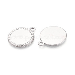 304ステンレススチールペンダントカボションセッティング  フラットラウンド  ステンレス鋼色  30x25x2mm  穴：2.8mm  トレイ：20mm&nbsp;STAS-N108-69P