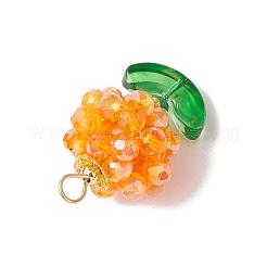花のガラスペンダント  304ステンレススチールループ付き  ファセット(32ファセット)  ミックスカラー  27.5~28x17~17.5mm  穴：3.5x3mm&nbsp;PALLOY-MZ00805